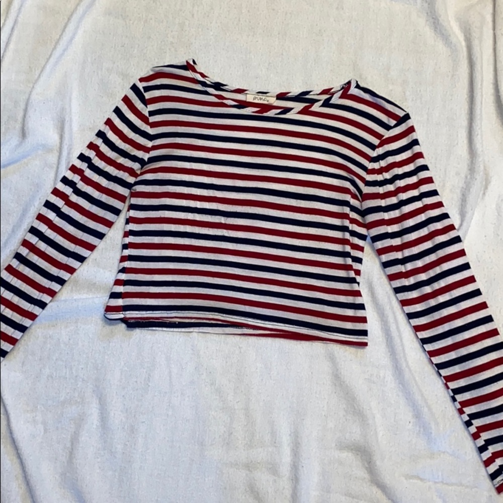 Red, white, and blue striped, crop top